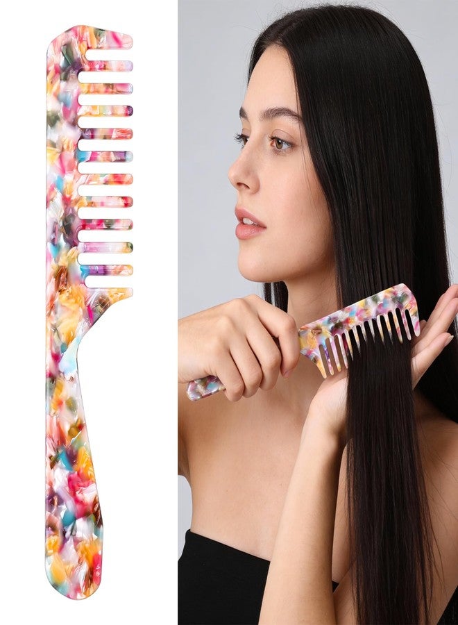 Eldraqth Wide Tooth Comb for Curls, Acetate Detangling Comb Portable Anti-static Tortoise Shell Combs Professional Hairstyling Tools for Women Thick Straight Curly Wavy Wet Dry Hair - Image 1